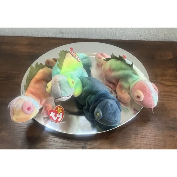 Rare, Retired Set Of 4 -3 Iggy Iguana & 1 Rainbow Beanie Babies 97' -New -Mint